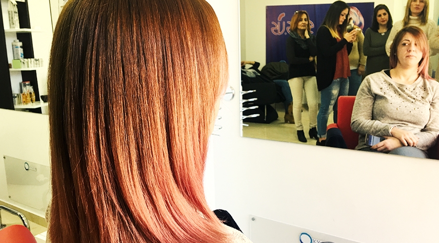 resultado mechas efecto cobre  con oxygen nature